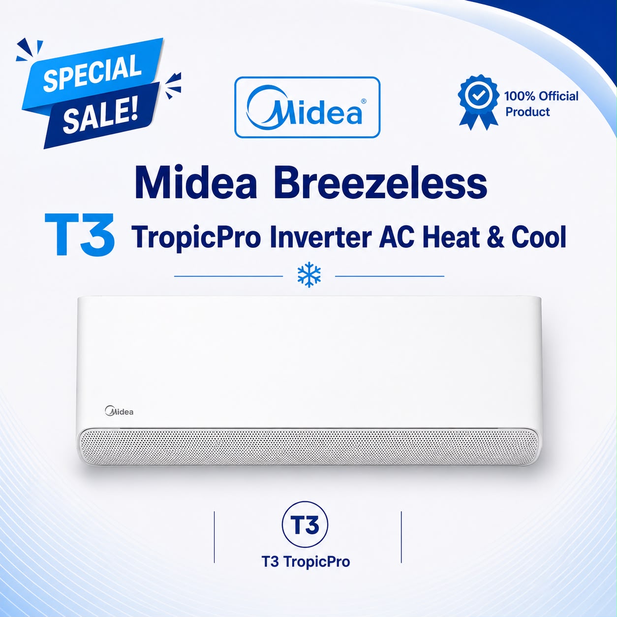 Midea MSCB1BU-12HRFN8-QRDIGW 1 Ton